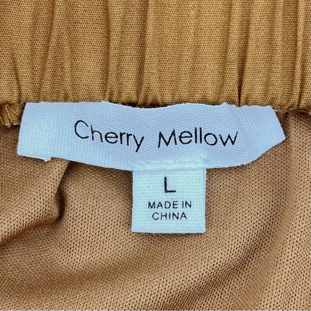 Cherry Mellow 100% Cotton Brown Y2K Ruched Bubble Bow Mini Skirt Size Large